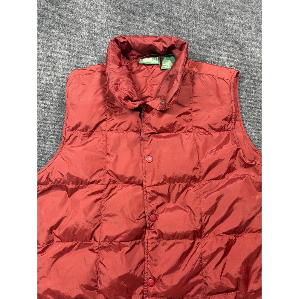 LL Bean Down Vest Womens XL Red Puffer Quilted Snap Preppy Outdoors Hiking Retro